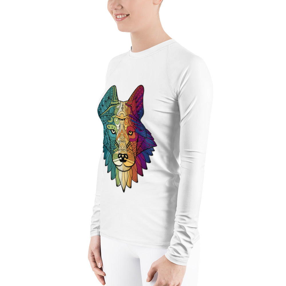 Multicolored Wolf Performance Rash Guard UPF 50+